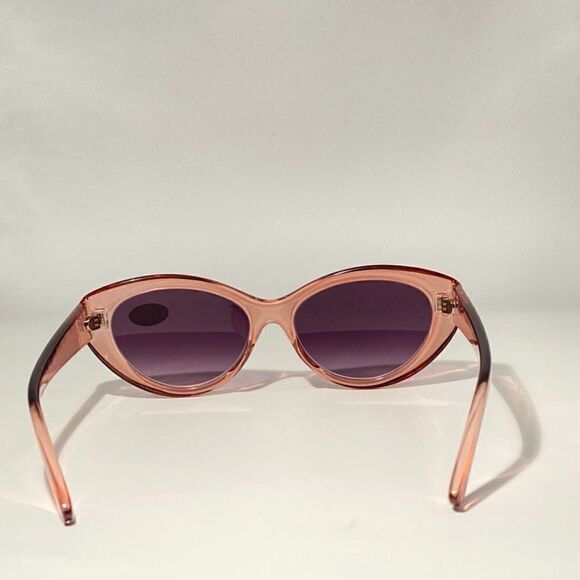 Reading Sunglasses 1.00 Clear Cranberry Sweetheart Frames Purple Lenses NWT main image 2
